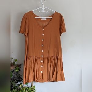 Burnt Orange Linen Dress